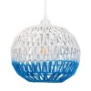GloboStar® SANTOR 00728 Boho Κρεμαστό Φωτιστικό Πλέγμα Μονόφωτο 1 x E27 IP20 Λευκό & Μπλε Σχοινί - Μ30 x Π30 x Υ30cm
