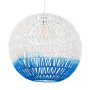 GLOBOSTAR® SANTOR 00729 Boho Κρεμαστό Φωτιστικό Οροφής με Ντουί 1 x E27 AC 220-240V IP20 - Λευκό & Μπλε - Μ50 x Π50 x Y50cm