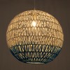 GloboStar® SANTOR 00729 Boho Κρεμαστό Φωτιστικό Μπάλα Μονόφωτο 1 x E27 IP20 Λευκό & Μπλε Σχοινί - Μ50 x Π50 x Y50cm