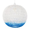 GloboStar® SANTOR 00729 Boho Κρεμαστό Φωτιστικό Μπάλα Μονόφωτο 1 x E27 IP20 Λευκό & Μπλε Σχοινί - Μ50 x Π50 x Y50cm