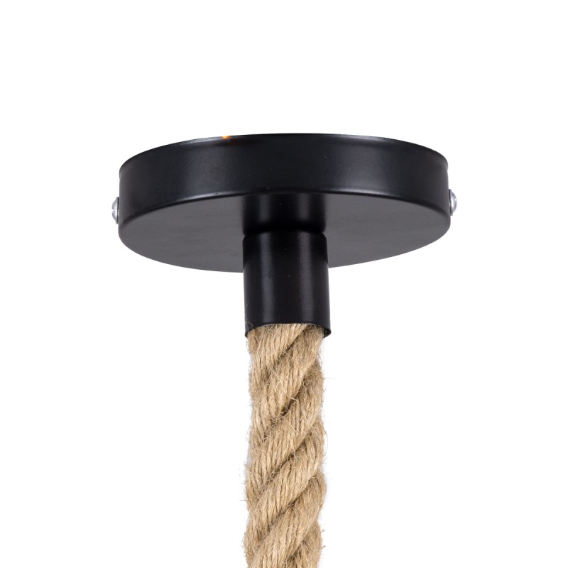 GloboStar® MANDALA 00731 Boho Κρεμαστό Φωτιστικό Πλέγμα Μονόφωτο 1 x E27 IP20 Μπεζ Σχοινί - Μ30 x Π30 x Y30cm