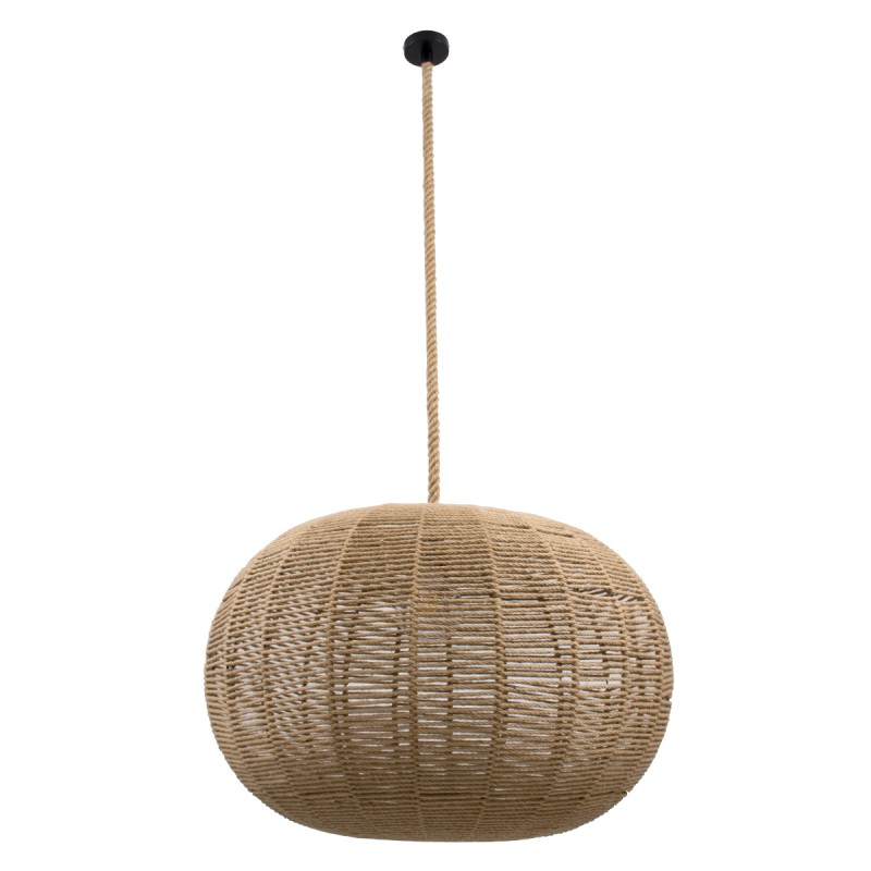 GloboStar® MANDALA 00732 Boho Κρεμαστό Φωτιστικό Πλέγμα Μονόφωτο 1 x E27 IP20 Μπεζ Σχοινί - Μ80 x Π80 x Υ60cm