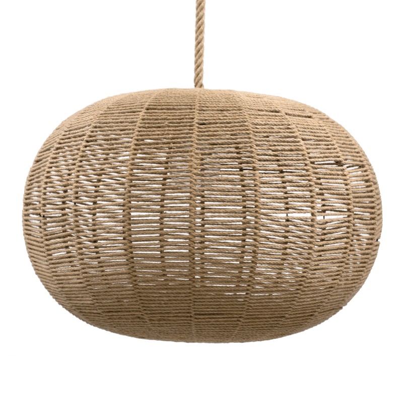 GloboStar® MANDALA 00732 Boho Κρεμαστό Φωτιστικό Πλέγμα Μονόφωτο 1 x E27 IP20 Μπεζ Σχοινί - Μ80 x Π80 x Υ60cm