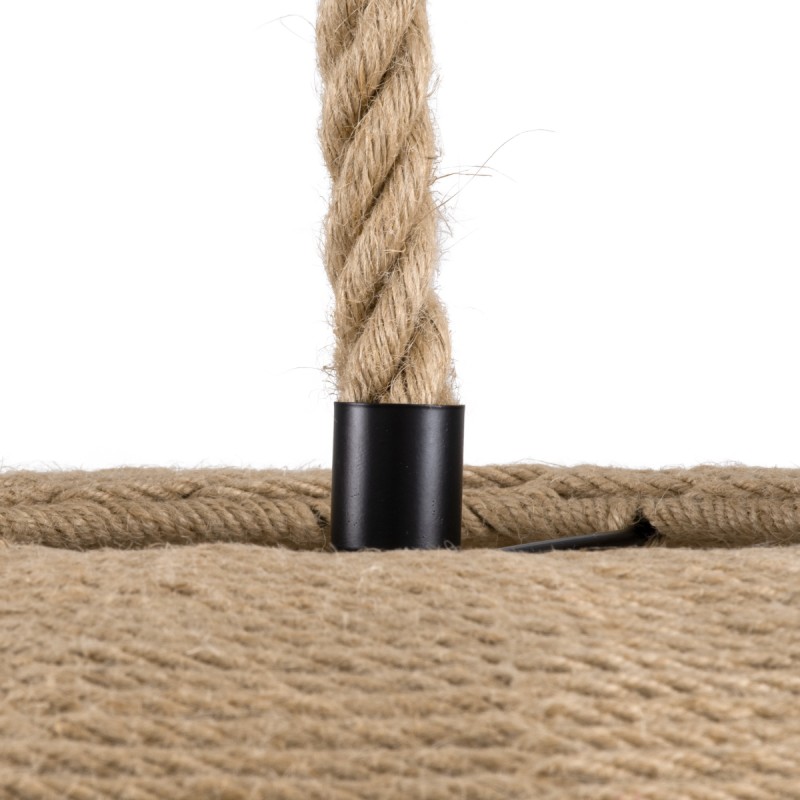 GloboStar® MANDALA 00732 Boho Κρεμαστό Φωτιστικό Πλέγμα Μονόφωτο 1 x E27 IP20 Μπεζ Σχοινί - Μ80 x Π80 x Υ60cm