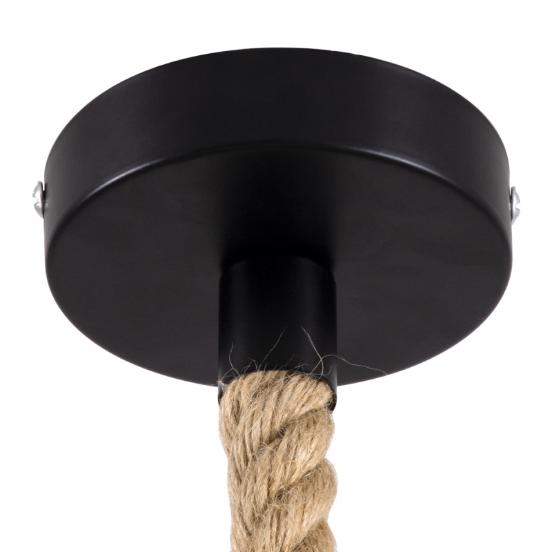 GloboStar® MANDALA 00732 Boho Κρεμαστό Φωτιστικό Πλέγμα Μονόφωτο 1 x E27 IP20 Μπεζ Σχοινί - Μ80 x Π80 x Υ60cm