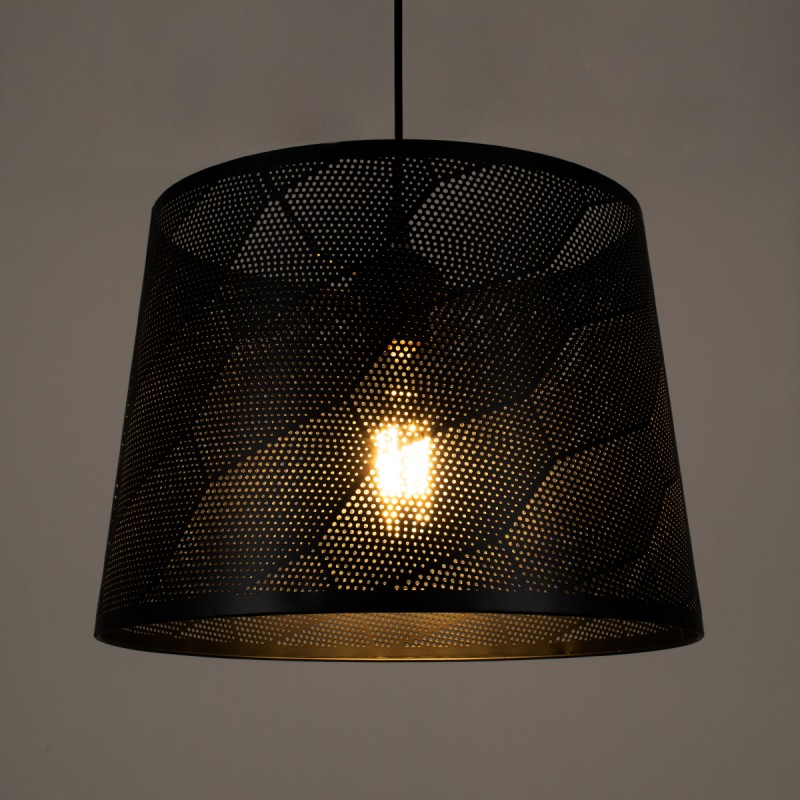 GloboStar® SPARKLE 00733 Μοντέρνο Κρεμαστό Φωτιστικό Καπέλο Μονόφωτο 1 x E27 IP20 Μαύρο Μέταλλο - Μ35 x Π35 x Υ26cm