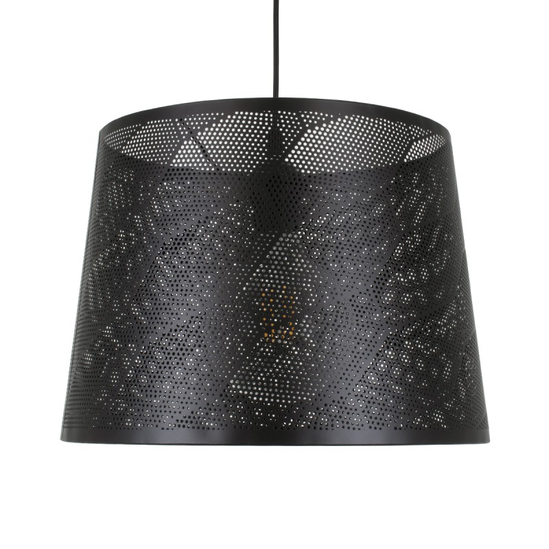 GloboStar® SPARKLE 00733 Μοντέρνο Κρεμαστό Φωτιστικό Καπέλο Μονόφωτο 1 x E27 IP20 Μαύρο Μέταλλο - Μ35 x Π35 x Υ26cm