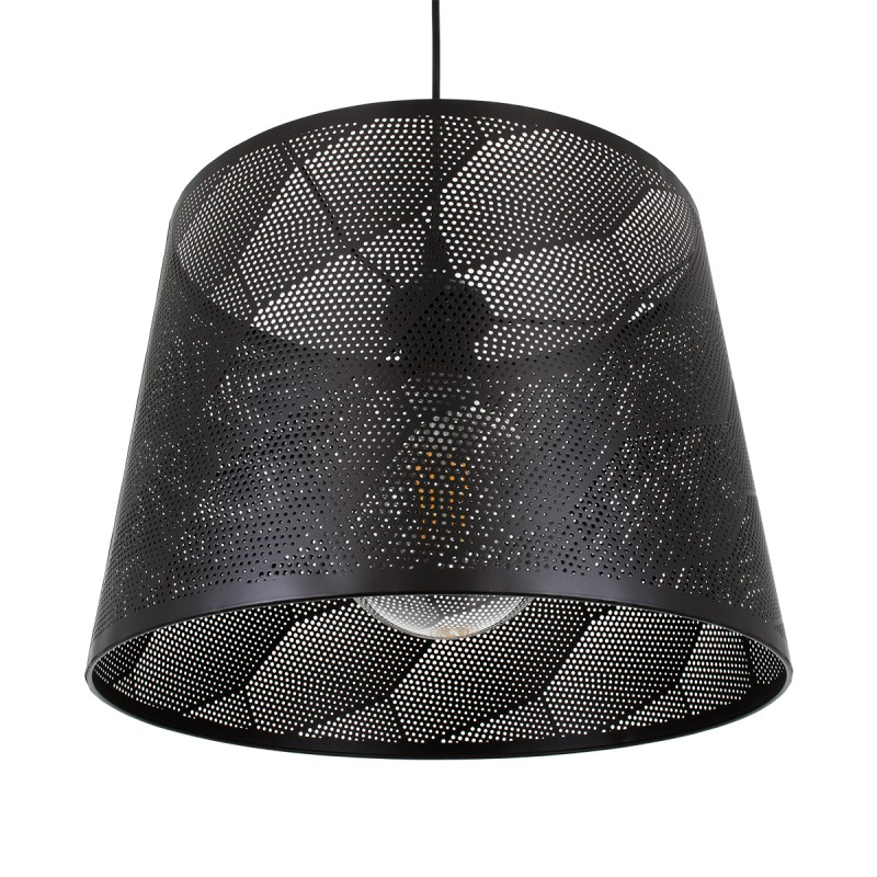 GloboStar® SPARKLE 00733 Μοντέρνο Κρεμαστό Φωτιστικό Καπέλο Μονόφωτο 1 x E27 IP20 Μαύρο Μέταλλο - Μ35 x Π35 x Υ26cm