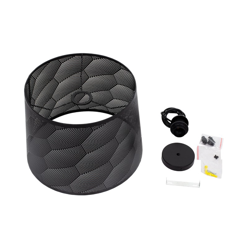 GloboStar® SPARKLE 00733 Μοντέρνο Κρεμαστό Φωτιστικό Καπέλο Μονόφωτο 1 x E27 IP20 Μαύρο Μέταλλο - Μ35 x Π35 x Υ26cm