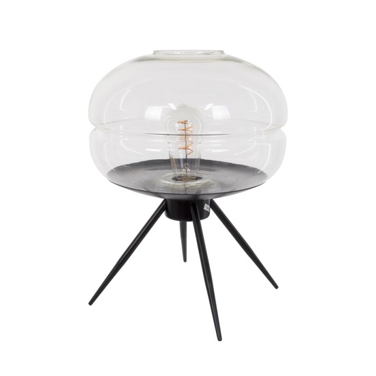 GloboStar® JAVAN 00736 Μοντέρνο Επιτραπέζιο Φωτιστικό Πορτατίφ Μονόφωτο 1 x E27 IP20 Διάφανο Γυαλί με Μαύρο Μέταλλο - Μ30 x Π30 x Υ19cm GloboStar® JAVAN 00736 Μοντέρνο Επιτραπέζιο Φωτιστικό Πορτατίφ Λαμπατέρ Μονόφωτο Διάφανο Γυάλινο Μαύρο Μεταλλικό Φ30 x Υ19cm