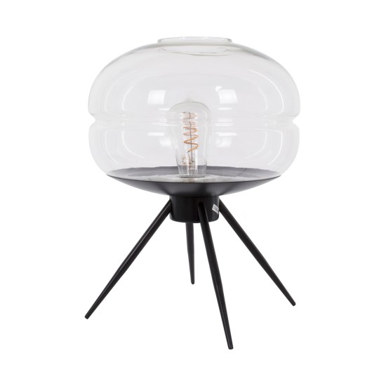 GloboStar® JAVAN 00736 Μοντέρνο Επιτραπέζιο Φωτιστικό Πορτατίφ Μονόφωτο 1 x E27 IP20 Διάφανο Γυαλί με Μαύρο Μέταλλο - Μ30 x Π30 x Υ19cm GloboStar® JAVAN 00736 Μοντέρνο Επιτραπέζιο Φωτιστικό Πορτατίφ Λαμπατέρ Μονόφωτο Διάφανο Γυάλινο Μαύρο Μεταλλικό Φ30 x Υ19cm