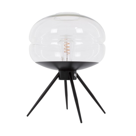 GloboStar® JAVAN 00736 Μοντέρνο Επιτραπέζιο Φωτιστικό Πορτατίφ Μονόφωτο 1 x E27 IP20 Διάφανο Γυαλί με Μαύρο Μέταλλο - Μ30 x Π30 x Υ19cm GloboStar® JAVAN 00736 Μοντέρνο Επιτραπέζιο Φωτιστικό Πορτατίφ Λαμπατέρ Μονόφωτο Διάφανο Γυάλινο Μαύρο Μεταλλικό Φ30 x Υ19cm
