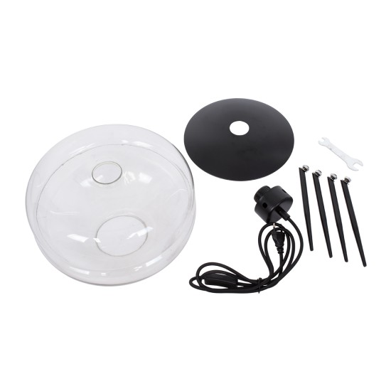GloboStar® JAVAN 00736 Μοντέρνο Επιτραπέζιο Φωτιστικό Πορτατίφ Μονόφωτο 1 x E27 IP20 Διάφανο Γυαλί με Μαύρο Μέταλλο - Μ30 x Π30 x Υ19cm GloboStar® JAVAN 00736 Μοντέρνο Επιτραπέζιο Φωτιστικό Πορτατίφ Λαμπατέρ Μονόφωτο Διάφανο Γυάλινο Μαύρο Μεταλλικό Φ30 x Υ19cm