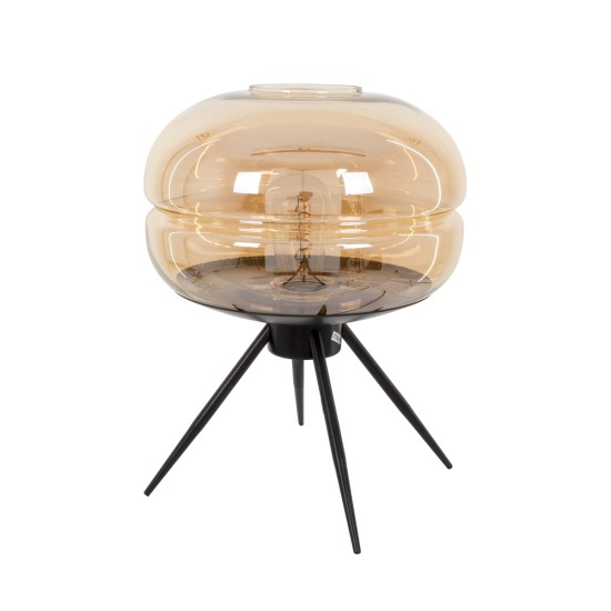 GloboStar® JAVAN 00737 Μοντέρνο Επιτραπέζιο Φωτιστικό Πορτατίφ Λαμπατέρ Μονόφωτο Μελί Γυάλινο Μαύρο Μεταλλικό Φ30 x Υ19cm GloboStar® JAVAN 00737 Μοντέρνο Επιτραπέζιο Φωτιστικό Πορτατίφ Λαμπατέρ Μονόφωτο Μελί Γυάλινο Μαύρο Μεταλλικό Φ30 x Υ19cm