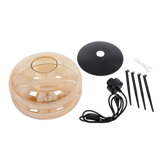 GloboStar® JAVAN 00737 Μοντέρνο Επιτραπέζιο Φωτιστικό Πορτατίφ Λαμπατέρ Μονόφωτο Μελί Γυάλινο Μαύρο Μεταλλικό Φ30 x Υ19cm GloboStar® JAVAN 00737 Μοντέρνο Επιτραπέζιο Φωτιστικό Πορτατίφ Λαμπατέρ Μονόφωτο Μελί Γυάλινο Μαύρο Μεταλλικό Φ30 x Υ19cm