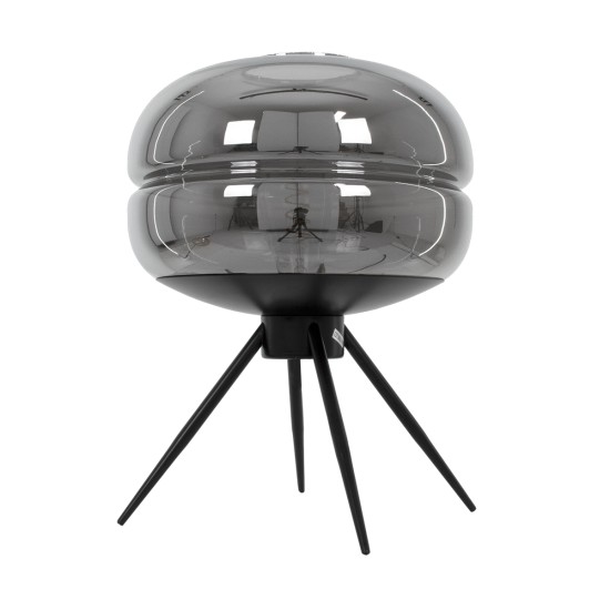 GloboStar® JAVAN 00738 Μοντέρνο Επιτραπέζιο Φωτιστικό Πορτατίφ Μονόφωτο 1 x E27 IP20 Ασημί Γυαλί με Μαύρο Μέταλλο - Μ30 x Π30 x Υ19cm GloboStar® JAVAN 00738 Μοντέρνο Επιτραπέζιο Φωτιστικό Πορτατίφ Λαμπατέρ Μονόφωτο Φιμέ Νίκελ Γυάλινο Μαύρο Μεταλλικό Φ30 x Υ19cm
