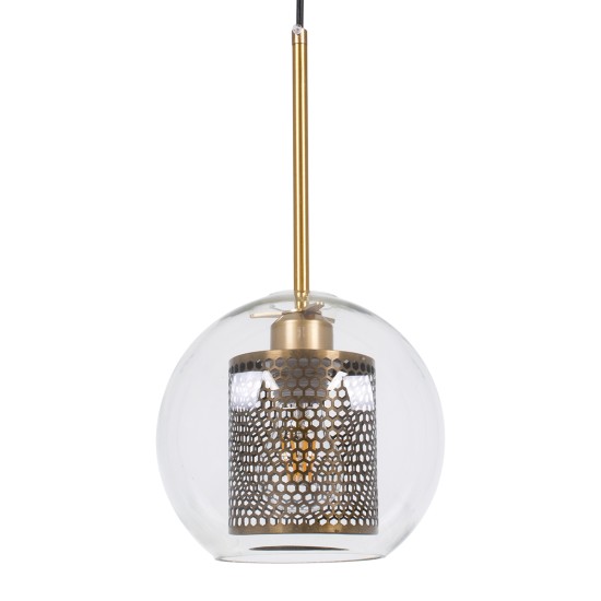 GloboStar® AVERY 00739 Μοντέρνο Κρεμαστό Φωτιστικό Μπάλα Μονόφωτο 1 x E27 IP20 Διάφανο Γυαλί με Χρυσό Μέταλλο - Μ18 x Π18 x Υ38cm GloboStar® AVERY 00739 Μοντέρνο Κρεμαστό Φωτιστικό Μπάλα Μονόφωτο 1 x E27 IP20 Διάφανο Γυαλί με Χρυσό Μέταλλο - Μ18 x Π18 x Υ38cm