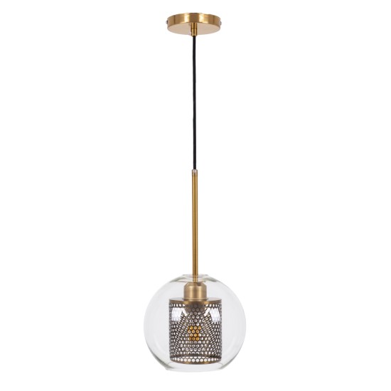 GloboStar® AVERY 00739 Μοντέρνο Κρεμαστό Φωτιστικό Μπάλα Μονόφωτο 1 x E27 IP20 Διάφανο Γυαλί με Χρυσό Μέταλλο - Μ18 x Π18 x Υ38cm GloboStar® AVERY 00739 Μοντέρνο Κρεμαστό Φωτιστικό Μπάλα Μονόφωτο 1 x E27 IP20 Διάφανο Γυαλί με Χρυσό Μέταλλο - Μ18 x Π18 x Υ38cm
