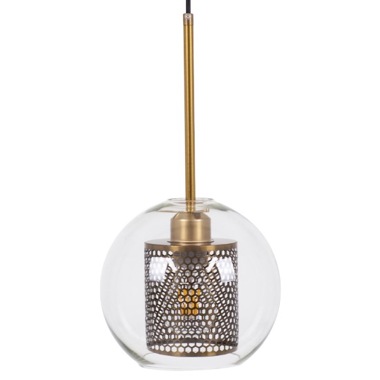 GloboStar® AVERY 00739 Μοντέρνο Κρεμαστό Φωτιστικό Μπάλα Μονόφωτο 1 x E27 IP20 Διάφανο Γυαλί με Χρυσό Μέταλλο - Μ18 x Π18 x Υ38cm GloboStar® AVERY 00739 Μοντέρνο Κρεμαστό Φωτιστικό Μπάλα Μονόφωτο 1 x E27 IP20 Διάφανο Γυαλί με Χρυσό Μέταλλο - Μ18 x Π18 x Υ38cm