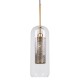 GloboStar® AVERY 00741 Μοντέρνο Κρεμαστό Φωτιστικό Πλέγμα Μονόφωτο 1 x E27 IP20 Διάφανο Γυαλί με Χρυσό Μέταλλο - Μ15 x Π15 x Υ60cm