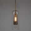 GloboStar® AVERY 00741 Μοντέρνο Κρεμαστό Φωτιστικό Πλέγμα Μονόφωτο 1 x E27 IP20 Διάφανο Γυαλί με Χρυσό Μέταλλο - Μ15 x Π15 x Υ60cm