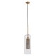 GloboStar® AVERY 00741 Μοντέρνο Κρεμαστό Φωτιστικό Πλέγμα Μονόφωτο 1 x E27 IP20 Διάφανο Γυαλί με Χρυσό Μέταλλο - Μ15 x Π15 x Υ60cm