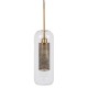 GloboStar® AVERY 00741 Μοντέρνο Κρεμαστό Φωτιστικό Πλέγμα Μονόφωτο 1 x E27 IP20 Διάφανο Γυαλί με Χρυσό Μέταλλο - Μ15 x Π15 x Υ60cm