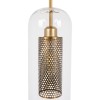 GloboStar® AVERY 00741 Μοντέρνο Κρεμαστό Φωτιστικό Πλέγμα Μονόφωτο 1 x E27 IP20 Διάφανο Γυαλί με Χρυσό Μέταλλο - Μ15 x Π15 x Υ60cm