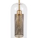 GloboStar® AVERY 00741 Μοντέρνο Κρεμαστό Φωτιστικό Πλέγμα Μονόφωτο 1 x E27 IP20 Διάφανο Γυαλί με Χρυσό Μέταλλο - Μ15 x Π15 x Υ60cm