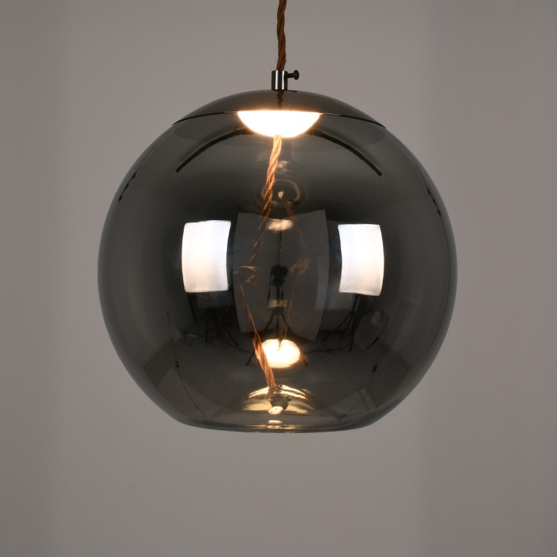 GloboStar® ΑΧΤΟΝ 00749 Μοντέρνο Κρεμαστό Φωτιστικό Μπάλα LED 7W 500 lm 180° AC 100-240V IP20 Θερμό Λευκό 2700K Μαύρο Γυαλί με Μαύρο Μέταλλο - Μ30 x Π30 x Υ30cm - 2 Xρόνια Εγγύηση