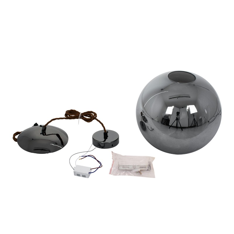 GloboStar® ΑΧΤΟΝ 00749 Μοντέρνο Κρεμαστό Φωτιστικό Μπάλα LED 7W 500 lm 180° AC 100-240V IP20 Θερμό Λευκό 2700K Μαύρο Γυαλί με Μαύρο Μέταλλο - Μ30 x Π30 x Υ30cm - 2 Xρόνια Εγγύηση