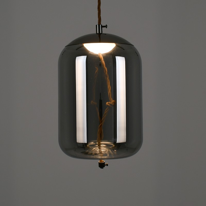 GloboStar® ΑΧΤΟΝ 00753 Μοντέρνο Κρεμαστό Φωτιστικό Ανάρτηση LED 7W 500 lm 180° AC 100-240V IP20 Θερμό Λευκό 2700K Μαύρο Γυαλί με Μαύρο Μέταλλο - Μ18 x Π18 x Υ18cm - 2 Xρόνια Εγγύηση