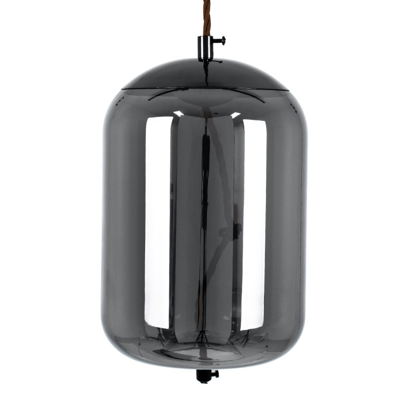 GloboStar® ΑΧΤΟΝ 00753 Μοντέρνο Κρεμαστό Φωτιστικό Ανάρτηση LED 7W 500 lm 180° AC 100-240V IP20 Θερμό Λευκό 2700K Μαύρο Γυαλί με Μαύρο Μέταλλο - Μ18 x Π18 x Υ18cm - 2 Xρόνια Εγγύηση