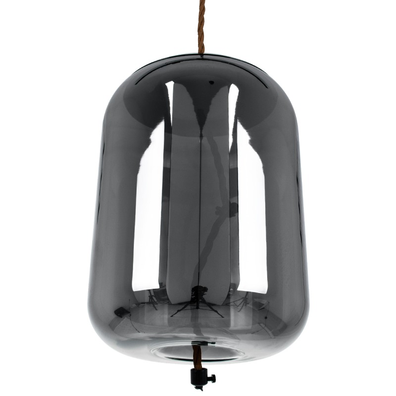 GloboStar® ΑΧΤΟΝ 00753 Μοντέρνο Κρεμαστό Φωτιστικό Ανάρτηση LED 7W 500 lm 180° AC 100-240V IP20 Θερμό Λευκό 2700K Μαύρο Γυαλί με Μαύρο Μέταλλο - Μ18 x Π18 x Υ18cm - 2 Xρόνια Εγγύηση