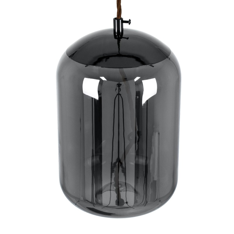 GloboStar® ΑΧΤΟΝ 00753 Μοντέρνο Κρεμαστό Φωτιστικό Ανάρτηση LED 7W 500 lm 180° AC 100-240V IP20 Θερμό Λευκό 2700K Μαύρο Γυαλί με Μαύρο Μέταλλο - Μ18 x Π18 x Υ18cm - 2 Xρόνια Εγγύηση