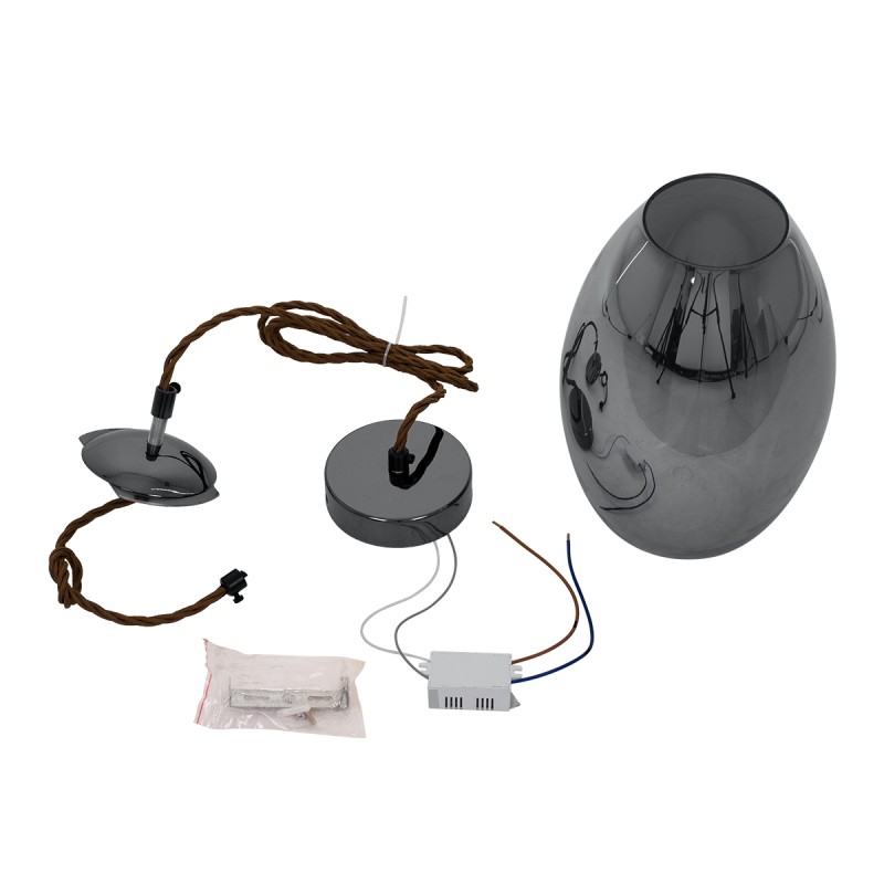 GloboStar® ΑΧΤΟΝ 00755 Μοντέρνο Κρεμαστό Φωτιστικό Ανάρτηση LED 7W 500 lm 180° AC 100-240V IP20 Θερμό Λευκό 2700K Μαύρο Γυαλί με Μαύρο Μέταλλο - Μ17 x Π17 x Υ18cm - 2 Xρόνια Εγγύηση