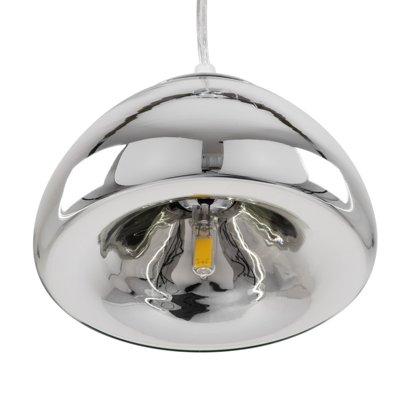 GloboStar® CRISTIN 00756 Μοντέρνο Κρεμαστό Φωτιστικό Ανάρτηση Μονόφωτο 1 x G4 Ασημί Γυαλί - Μ18 x Π18 x Υ13cm