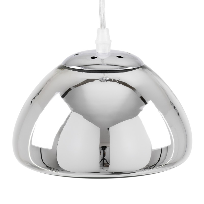 GloboStar® CRISTIN 00756 Μοντέρνο Κρεμαστό Φωτιστικό Ανάρτηση Μονόφωτο 1 x G4 Ασημί Γυαλί - Μ18 x Π18 x Υ13cm