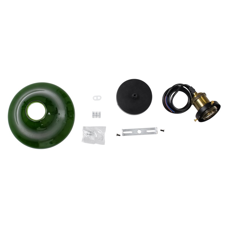 GLOBOSTAR® LIBRARY 00768 Vintage Κρεμαστό Φωτιστικό Οροφής με Ντουί 1 x E27 AC 220-240V IP20 - Πράσινο & Χρυσό - Μ18 x Π18 x Υ18cm