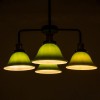 GloboStar® LIBRARY 00769 Vintage Φωτιστικό Οροφής Καμπάνα Πολύφωτο 4 x E27 IP20 Μαύρο & Χρυσό Μέταλλο με Πράσινο Γυαλί - Μ57 x Π57 x Υ90cm