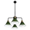 GloboStar® LIBRARY 00769 Vintage Φωτιστικό Οροφής Καμπάνα Πολύφωτο 4 x E27 IP20 Μαύρο & Χρυσό Μέταλλο με Πράσινο Γυαλί - Μ57 x Π57 x Υ90cm