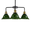 GloboStar® LIBRARY 00769 Vintage Φωτιστικό Οροφής Καμπάνα Πολύφωτο 4 x E27 IP20 Μαύρο & Χρυσό Μέταλλο με Πράσινο Γυαλί - Μ57 x Π57 x Υ90cm
