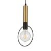 GloboStar® OLVERO 00772 Μοντέρνο Κρεμαστό Φωτιστικό Ανάρτηση Μονόφωτο 1 x E27 IP20 Μαύρο & Χρυσό Μέταλλο - Μ18 x Π4 x Y38cm