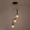 GloboStar® OLVERO 00773 Μοντέρνο Κρεμαστό Φωτιστικό Ανάρτηση Τρίφωτο 3 x E27 IP20 Μαύρο & Χρυσό Μέταλλο - Μ30 x Π30 x Y130cm
