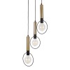 GloboStar® OLVERO 00773 Μοντέρνο Κρεμαστό Φωτιστικό Ανάρτηση Τρίφωτο 3 x E27 IP20 Μαύρο & Χρυσό Μέταλλο - Μ30 x Π30 x Y130cm