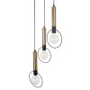 GloboStar® OLVERO 00773 Μοντέρνο Κρεμαστό Φωτιστικό Ανάρτηση Τρίφωτο 3 x E27 IP20 Μαύρο & Χρυσό Μέταλλο - Μ30 x Π30 x Y130cm