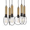 GloboStar® OLVERO 00774 Μοντέρνο Κρεμαστό Φωτιστικό Ανάρτηση Πολύφωτο 6 x E27 IP20 Μαύρο & Χρυσό Μέταλλο - Μ55 x Π55 x Y130cm