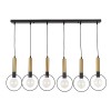 GloboStar® OLVERO 00776 Μοντέρνο Κρεμαστό Φωτιστικό Ράγα Πολύφωτο 6 x E27 IP20 Μαύρο & Χρυσό Μέταλλο - Μ110 x Π18 x Y130cm