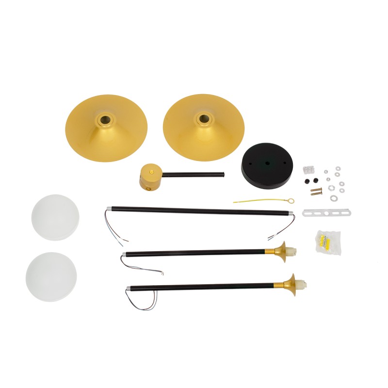 GloboStar® JOLIET 00778 Μοντέρνο Φωτιστικό Οροφής Πλέγμα Δίφωτο 2 x G9 IP20 Μαύρο & Χρυσό Μέταλλο - Μ93 x Π20 x Υ100cm