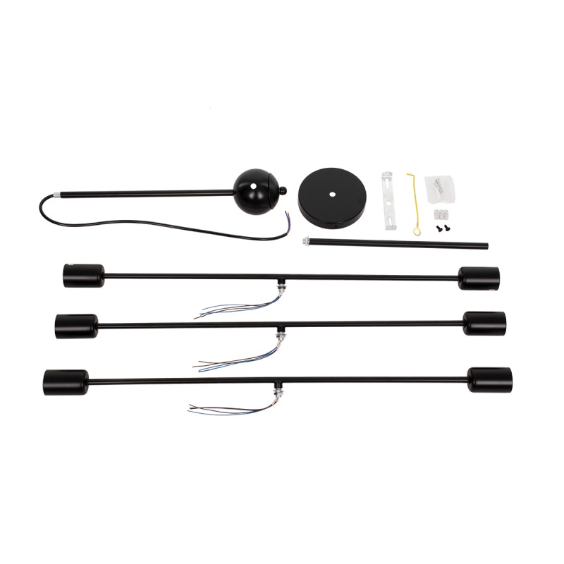 GloboStar® ZANE 00784 Μοντέρνο Φωτιστικό Οροφής Πλέγμα Πολύφωτο 6 x E27 IP20 Μαύρο Μέταλλο - Μ70 x Π70 x Υ100cm